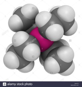 tetraethyllead-gasoline-octane-booster-molecule-neurotoxic-organolead-E4AYT5